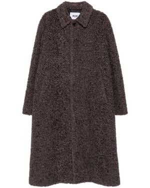 MSGM Bouclé Single-Breasted Coat - Brown