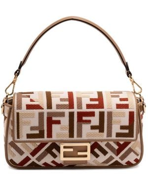 Fendi Medium Baguette Ff-Motif Shoulder Bag - Metallic
