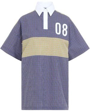 Moschino Polo À Carreaux Et Logo Imprimé - Blue