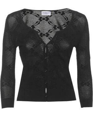 Marella Mlssabbia Floral-Embroidered V-Neck Cardigan - Black