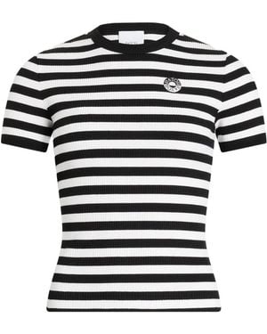 Patou Cotton T Shirt With Striped Pattern - Black