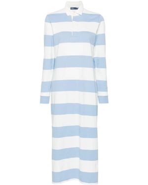 Polo Ralph Lauren Blue And Striped Long-sleeved Polo Dress - Women's - Cotton