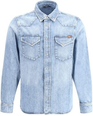 7 For All Mankind Flap-Pocket Denim Shirt - Blue