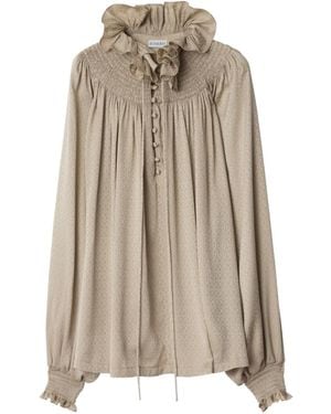 Burberry Geometric Silk Blouse - Natural