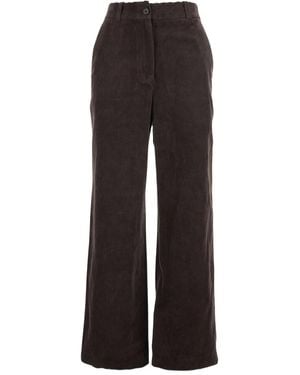 DUNST Corduroy Wide-Leg Trousers - Brown