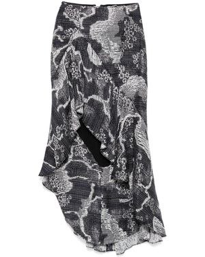 Saiid Kobeisy Asymmetrical Tweed Skirt - Grey