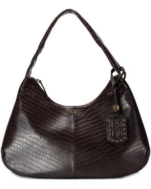 Ganni Medium Crocodile-Embossed Shoulder Bag - Black