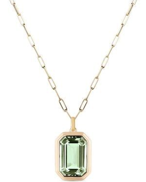 Goshwara Collier Manhattan Serti De Prasiolite - Metallic
