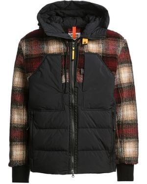 Parajumpers Plaid-Panel Quilted Jacket - Black