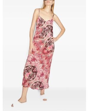 Maria Cher Besalu Isabel Floral-Print Midi Dress - Red