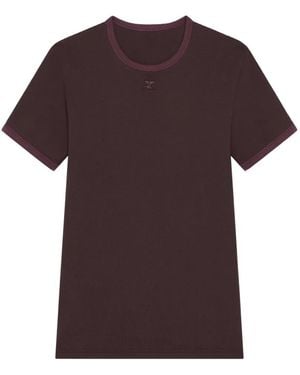 Courreges Signature Contrast-Trim Logo-Patch T-Shirt - Red
