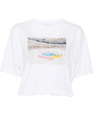 agnès b. Printed Cropped T-Shirt - White