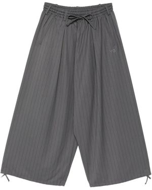 Y-3 Pinstripe Drawstring Trousers - Grey