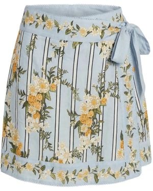 Agua Bendita Chemise Rayée À Fleurs Brodées - White