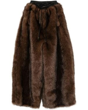LỰU ĐẠN Bontan Faux-Fur Drawstring Trousers - Brown