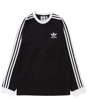 adidas Langarmshirt Mit Streifen - Schwarz
