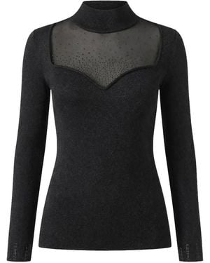 Guess Embellished Sheer-Panel Jumper - Black