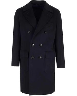 Al Duca d'Aosta Double-Breasted Cashmere Midi Coat - Blue