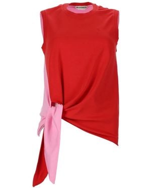 JW Anderson Knotted Asymmetric-Hem Top - Red