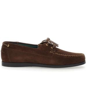 VINNY'S Lace-Up Round-Toe Loafers - Brown