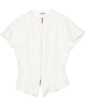 STAUD Maelle Zip-Up Top - White