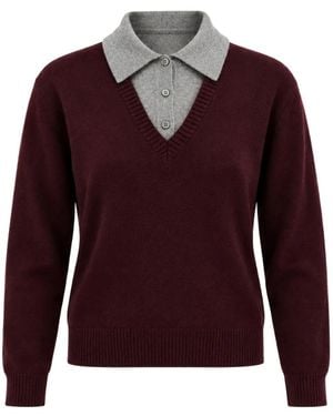 Juun.J Layered-Effect V-Neck Polo Jumper