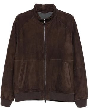 Corneliani ジップアップ レザージャケット - ブラウン