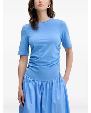 Never Fully Dressed Grace Gathered-Waist Poplin Maxi Dress - Blue