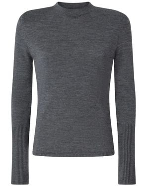 Pinko Merino-Wool Sweater With Removable Shoulder Pads - Gray