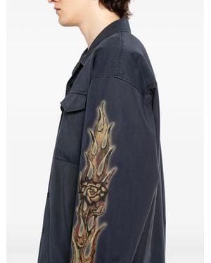 we11done Sleeve Graphic Pocket Shirt - Blue