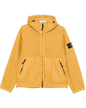 Stone Island Zip-Up Hooded Jacket - Yellow