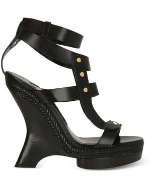 Tom Ford Platform Braided Leather Sandals - Black