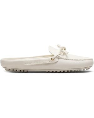 Car Shoe アーモンドトゥ ドライビング スリッポン - ホワイト