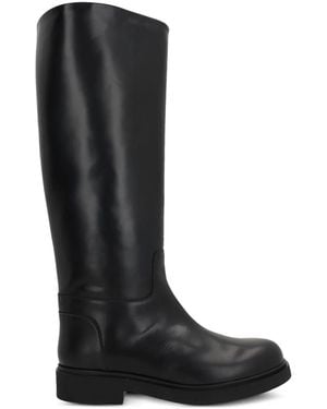 LEGRES Leather Knee Boots - Black