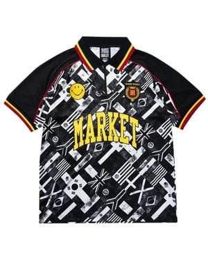 Market Smiley International Flag Soccer Polo Shirt - Blue