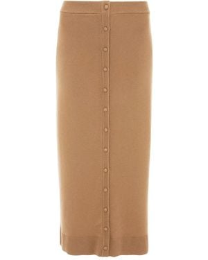Victoria Beckham Button Detail Midi Skirt - Brown