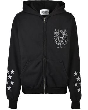 lifeiswar Graphic-Print Zip-Up Hoodie - Black
