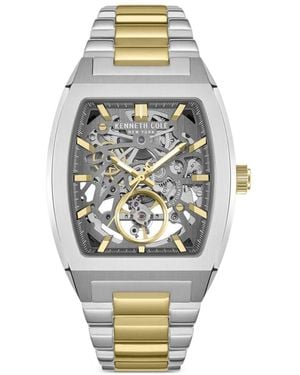 Kenneth Cole Skeleton-Dial Tonneau-Face 40Mm Watch - Metallic