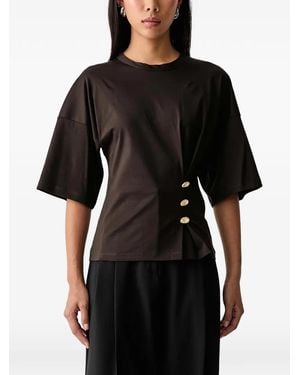Sessun Naktis Button-Embellished Pleated Top - Black
