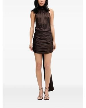 La Mania Omri Halterneck Ruched Mini Dress - Black