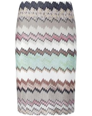 Missoni Chevron Slit Midi Skirt - Gray