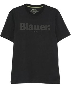 Blauer Logo-Print Crew-Neck T-Shirt - Black