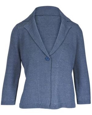 Kinross Cashmere Linen Cardigan - Blue
