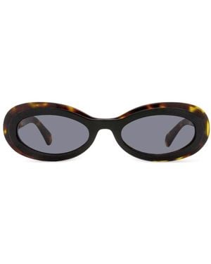 Ferragamo Eyewear Tortoiseshell-Effect Oval-Frame Sunglasses - Black