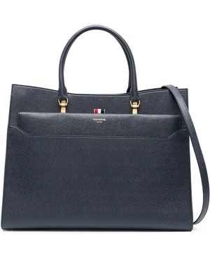 Thom Browne Pebble Grain Large Duet Tote - Blue