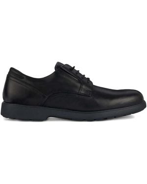 Geox Lace-Up Leather Derby Shoes - Black