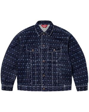 Supreme Flocked Denim Jacket - Blue