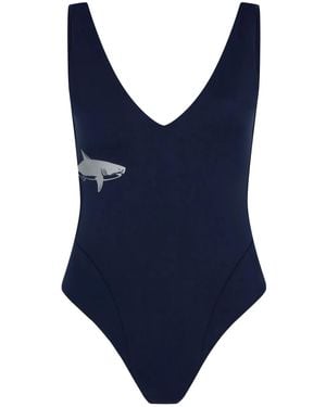 Let's Swim プランジングネック ワンピース水着 - ブルー