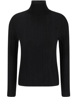 Allude Ribbed-Knit Jumper - Black