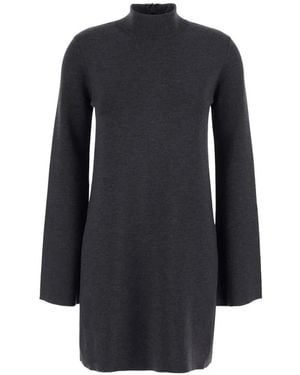 Semicouture High-Neck Knitted Mini Dress - Blue